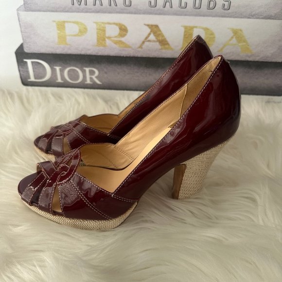 Cole Haan Charlize Nike Air Platform Open-Toe Patent Leather Pumps - Sz 8 - Picture 5 of 13